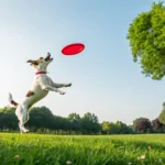 A dog catching a frisbee in a park.